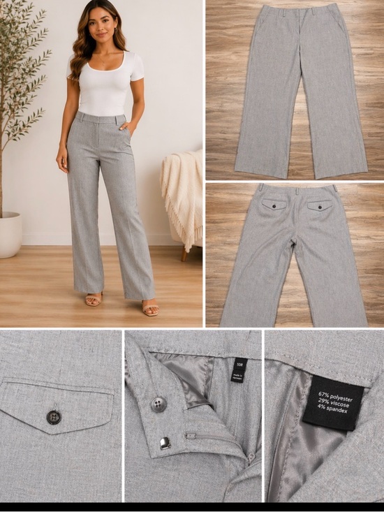 Pants - Gray Wide Leg Dress Pants Size 10R Work Office Career Trousers